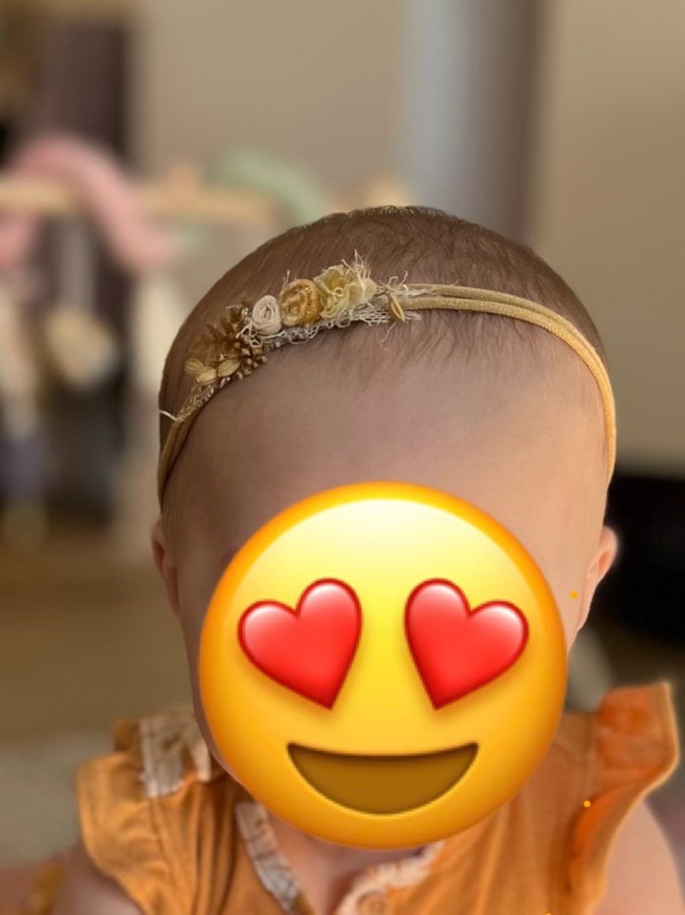 Newborn Gold Floral Baby Headband with Tiny Fabric Roses
